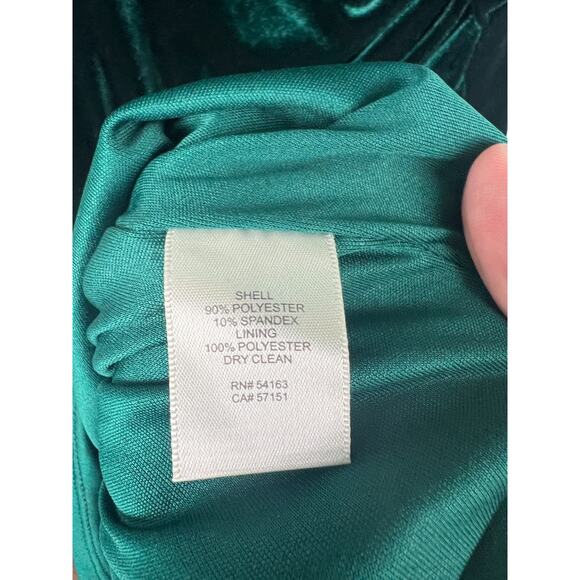 Eliza J Sheath Dress Sz 0 XXS Green Emerald Velvet Ruched Holiday Cocktail Party - Picture 5 of 9